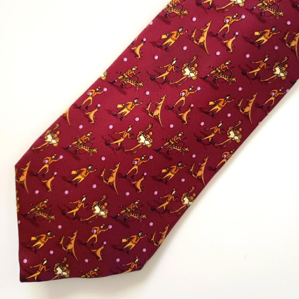 Salvatore Ferragamo necktie animal print whimsical 100% silk.